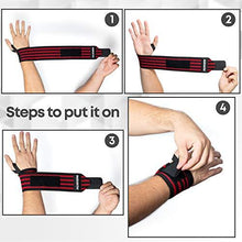 Load image into Gallery viewer, Premium Wrist Wrap Pair | Professional Wraps Weight Lifting, Crossfit, Powerlifting, Gym Workout, Bodybuilding | Wrist Band For Men &amp; Women To Avoid Injuries and Alleviate Pain - Bonus Kinesiology Tap

