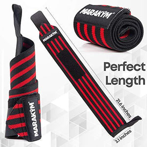 Premium Wrist Wrap Pair | Professional Wraps Weight Lifting, Crossfit, Powerlifting, Gym Workout, Bodybuilding | Wrist Band For Men & Women To Avoid Injuries and Alleviate Pain - Bonus Kinesiology Tap